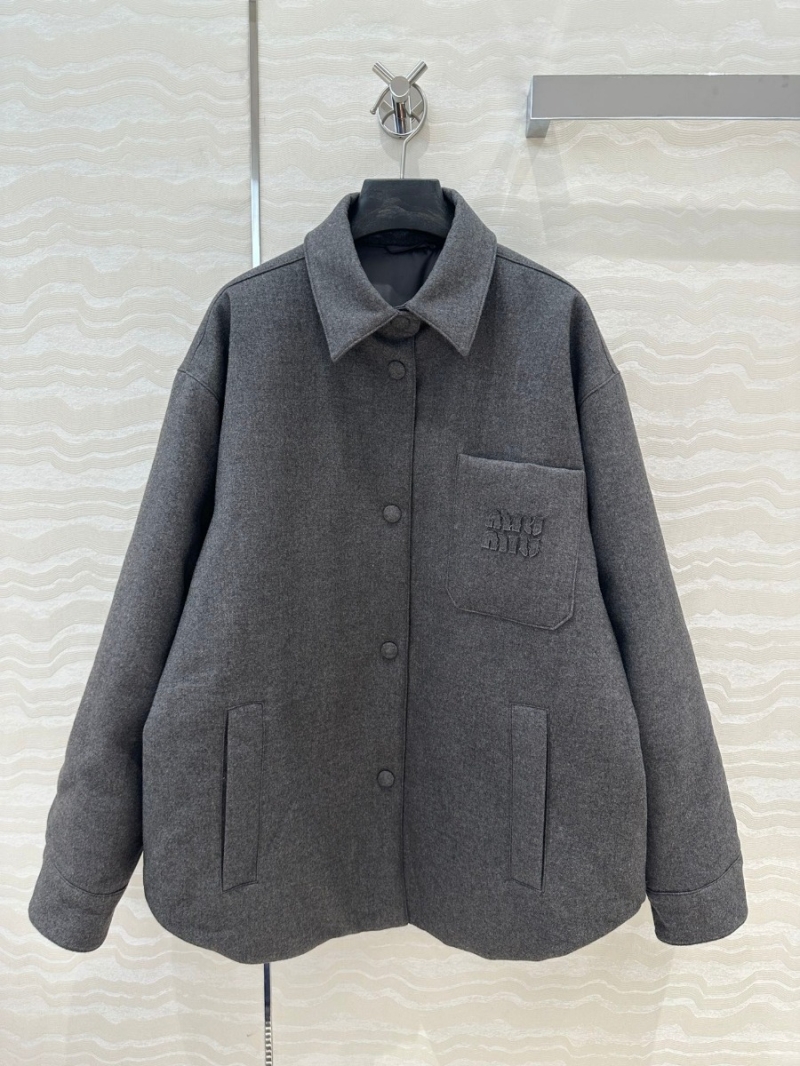 Miu Miu Classic Wool Cotton Jacket in Grey
