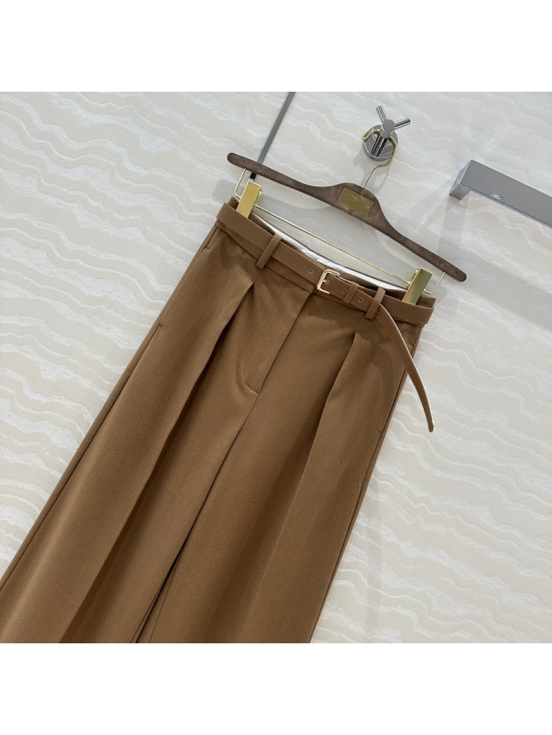 Loro Piana Premium Straight-Leg Trousers with Belt – Brown