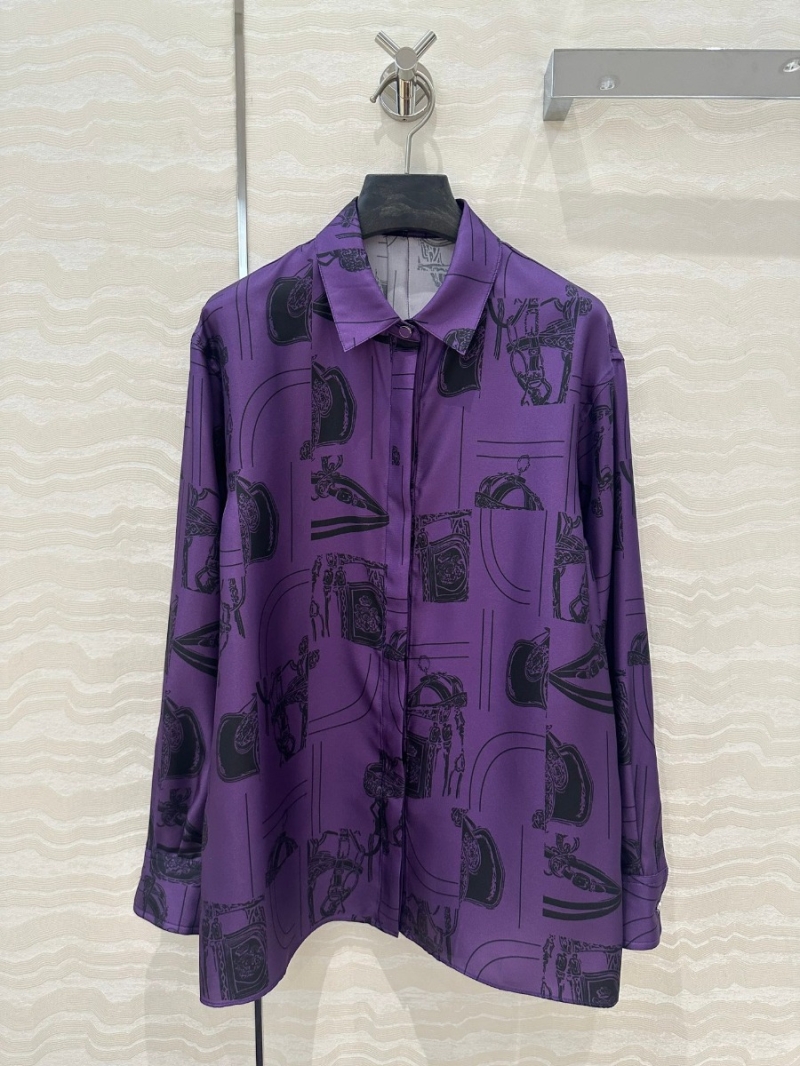 Hermès Chain & Rope Print Silk Shirt - Purple
