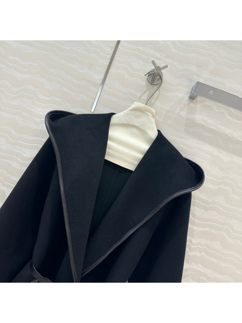 Bottega Veneta Hooded Handcrafted Cashmere Coat - Black