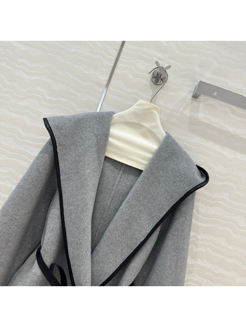 Bottega Veneta Hooded Handcrafted Cashmere Coat - Grey