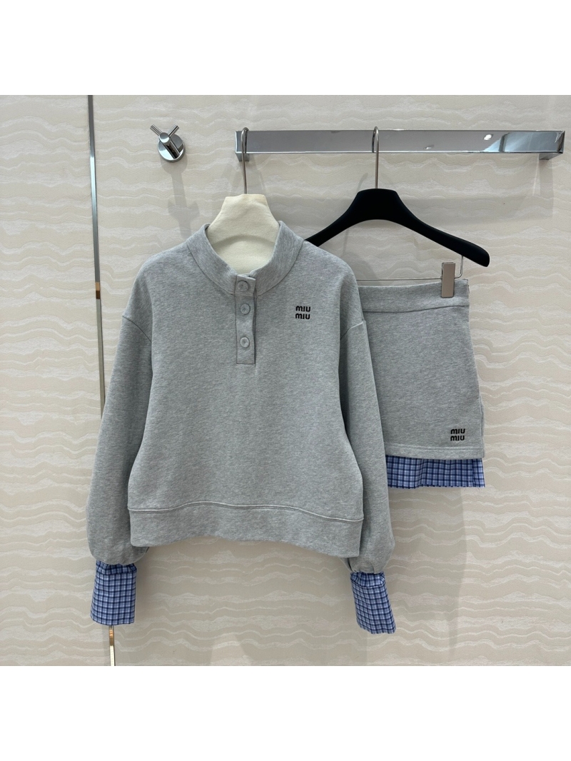 Miu Miu Chic Sweater and Skirt Set Grey