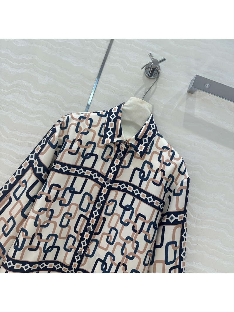 MaxMara Imported Silk Luxury Chain Link Print Shirt