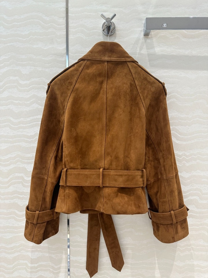 Brunello Cucinelli Imported Suede Lambskin Biker Jacket Brown