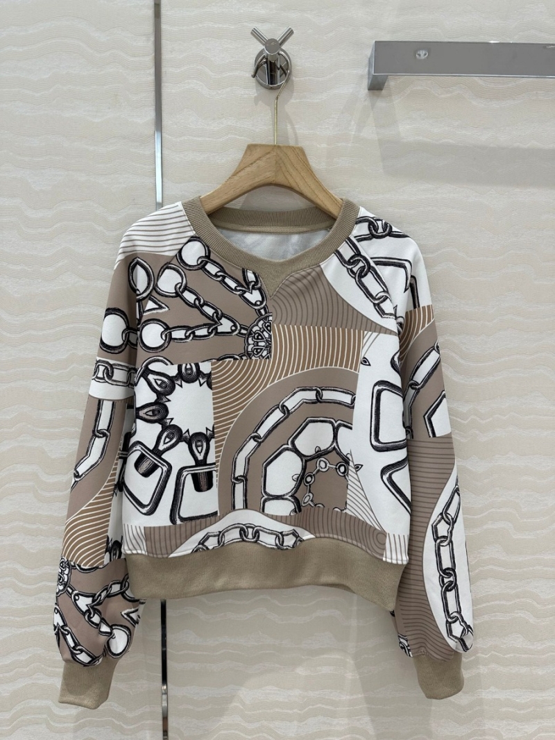 Hermès Effet Kaleidoscope Sporty Set - Printed Cotton Jersey Sweatshirt and Drawstring Skirt - Beige & Brown