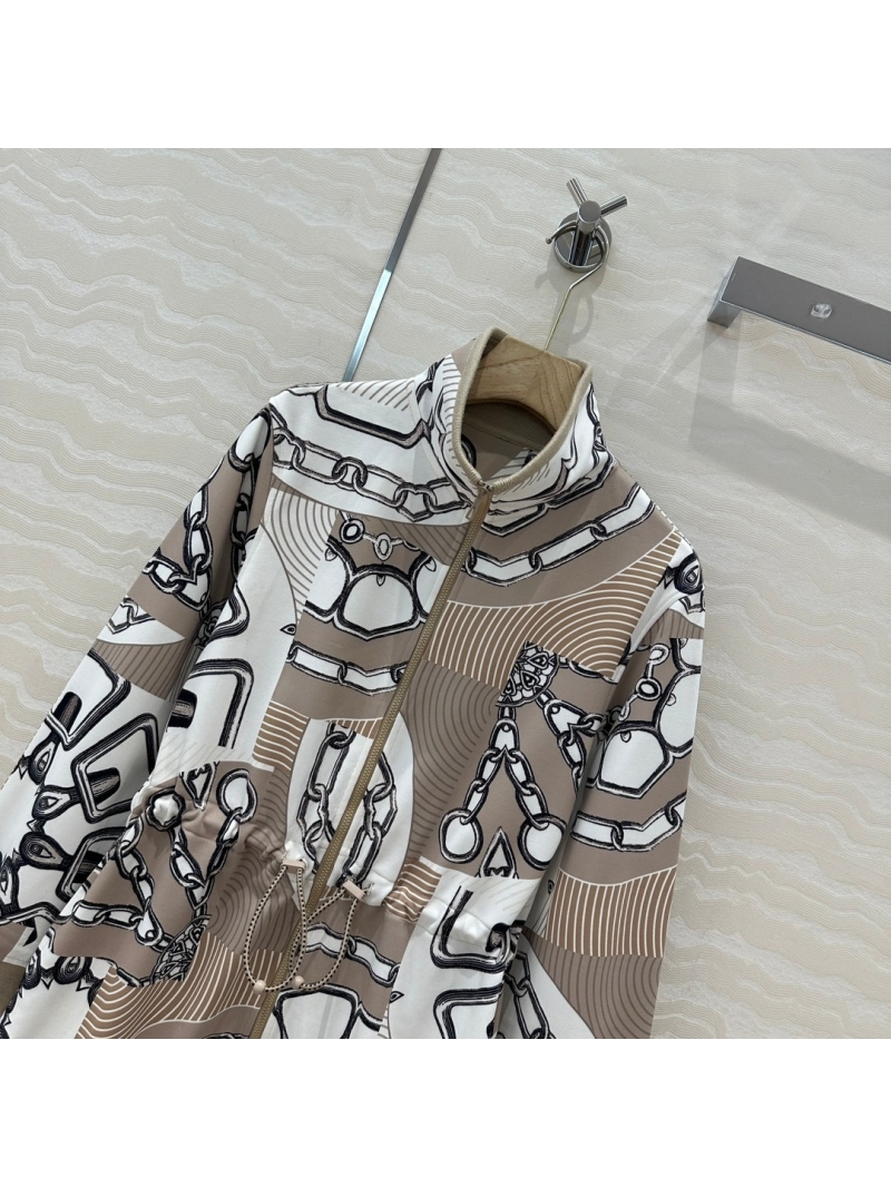 Hermès Effet Kaleidoscope Sporty Dress - Printed Cotton Jersey Dress - Beige & Brown