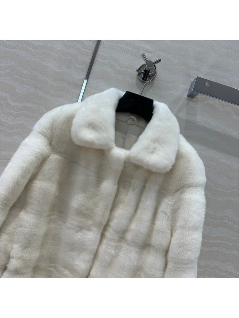 Dior Copenhagen Collection Premium Mink Fur Coat - Short A-Line Jacket - White