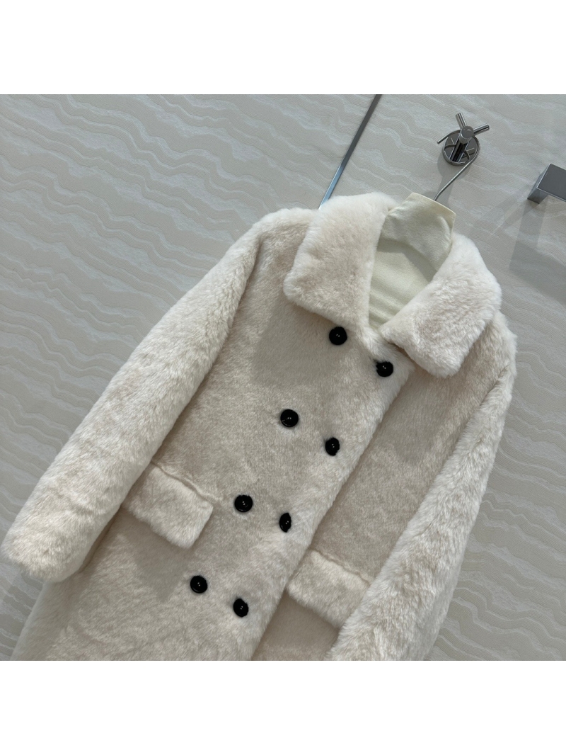 Dior Miss Dior Merino Shearling Coat. Ivory