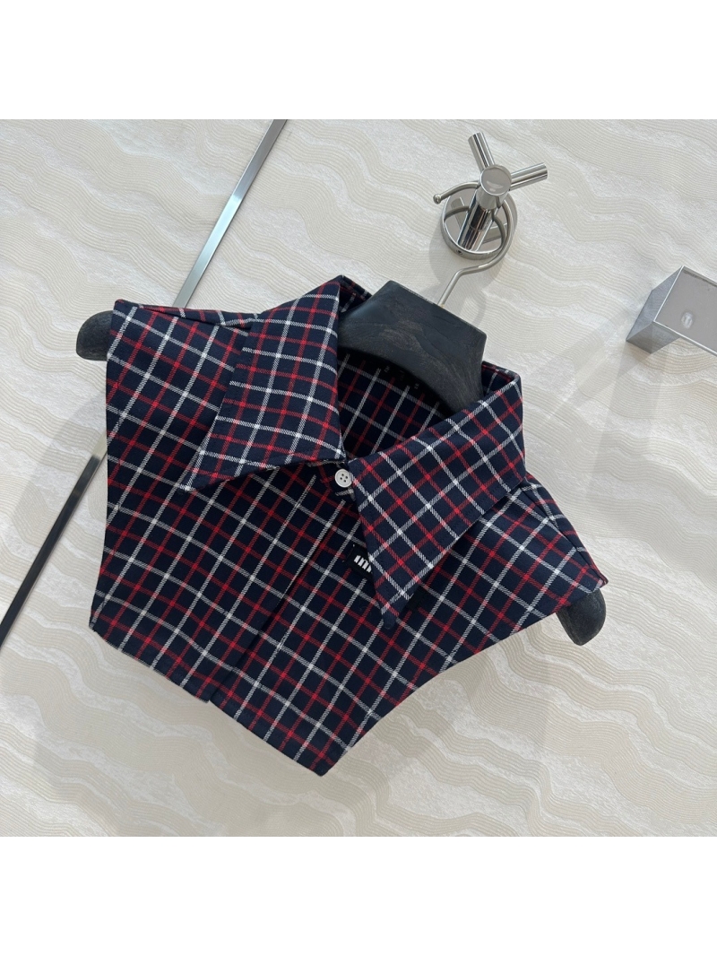 Miu Miu Youthful Collection Plaid Detachable Collar in Navy