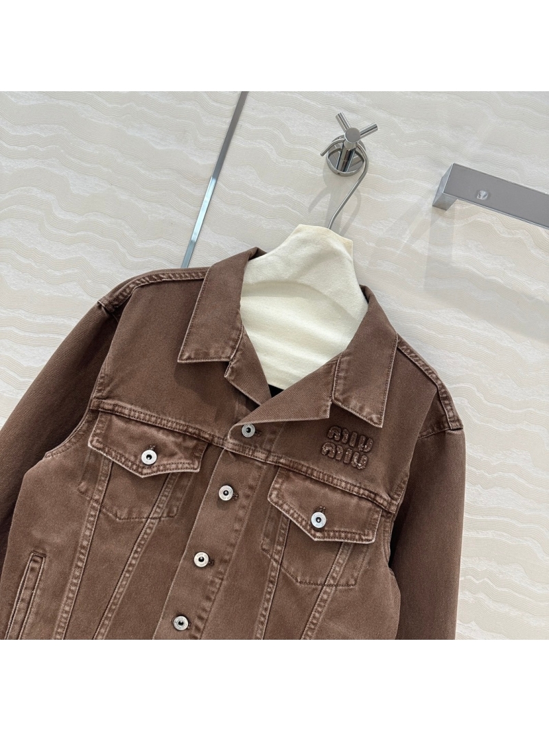 Miu Miu Fall Brick Red Washed Denim Jacket