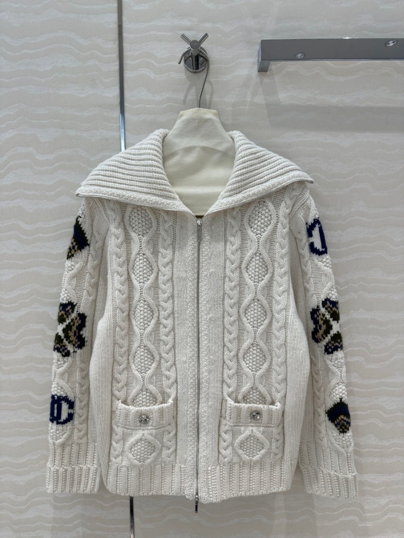 Chanel Coconeige Collection Cable Knit Wool Cardigan in Ivory