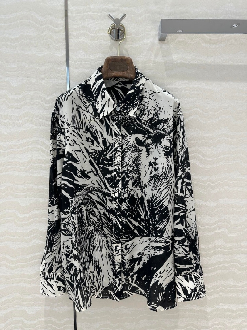 Loro Piana French Style Jungle Print Silk Blouse