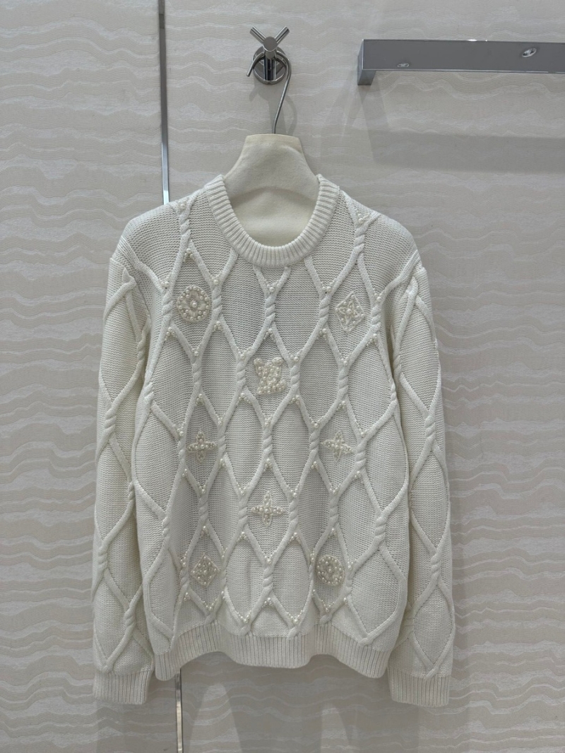 Louis Vuitton LV Ski Collection Embellished Monogram Wool Sweater - White