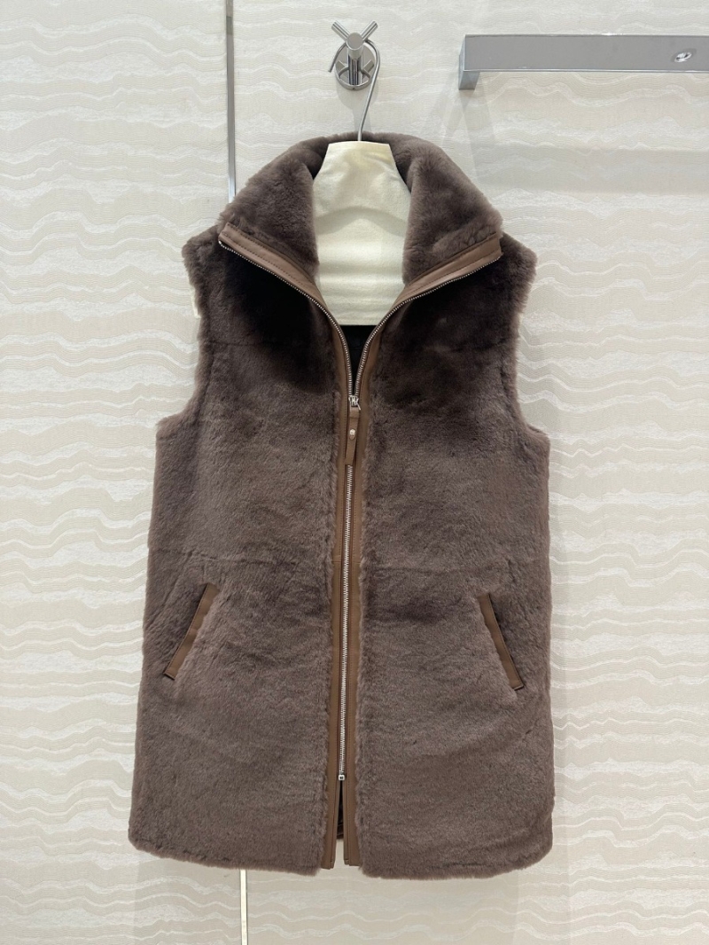 Hermes Fall/Winter Must-Have Reversible Shearling Vest - Brown