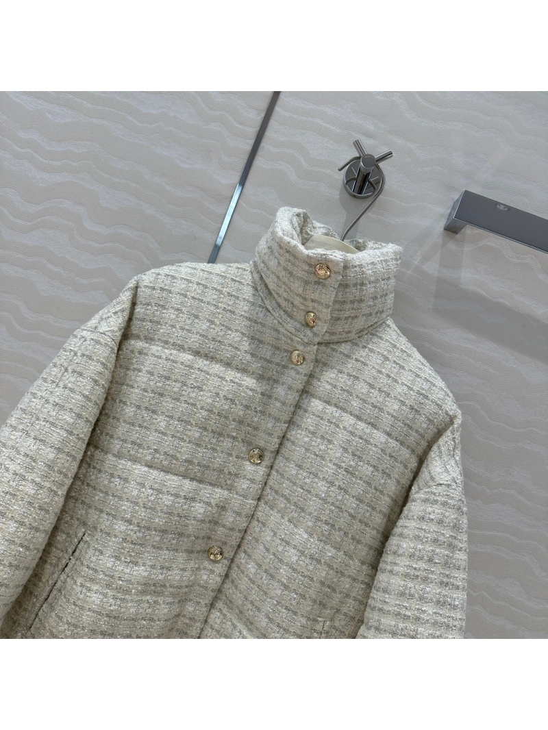 Chanel CC24K Collection Elegant Tweed Puffer Jacket Checkered