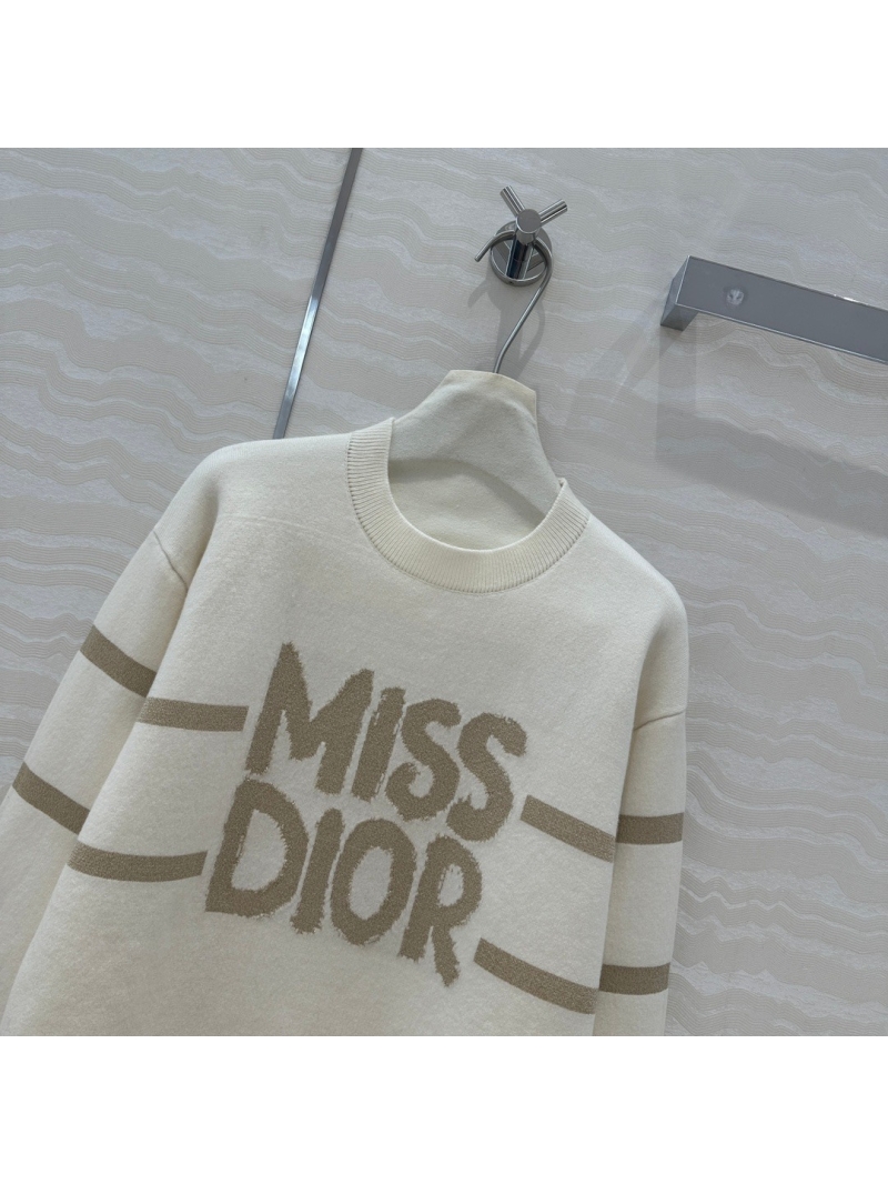 Dior Miss Dior Christmas Limited Edition Luxurious Embroidered Cashmere Sweater – White and Gold