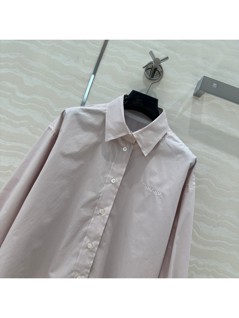 Miu Miu Fashionable Distressed Long Shirt with Embroidery