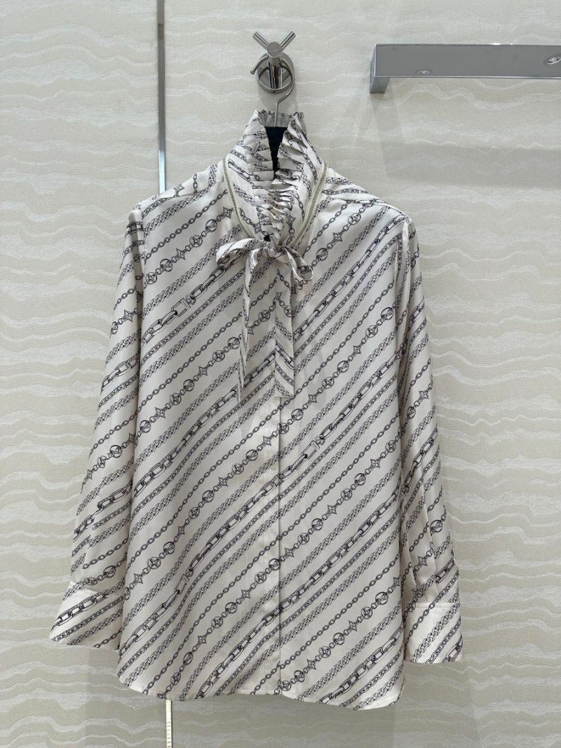 Louis Vuitton LV New Colorway Collection Elegant Silk Shirt with Monogram Print and Chain Detail
