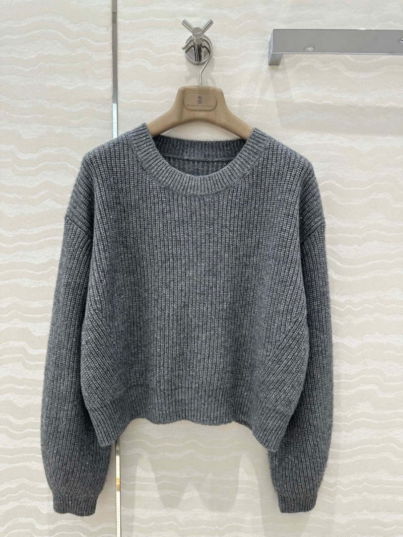 Brunello Cucinelli Luxe Collection Sparkling Cashmere Sweater - Grey