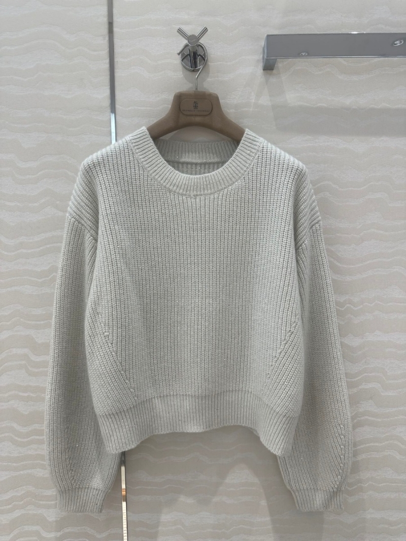 Brunello Cucinelli Luxe Collection Sparkling Cashmere Sweater - Ivory