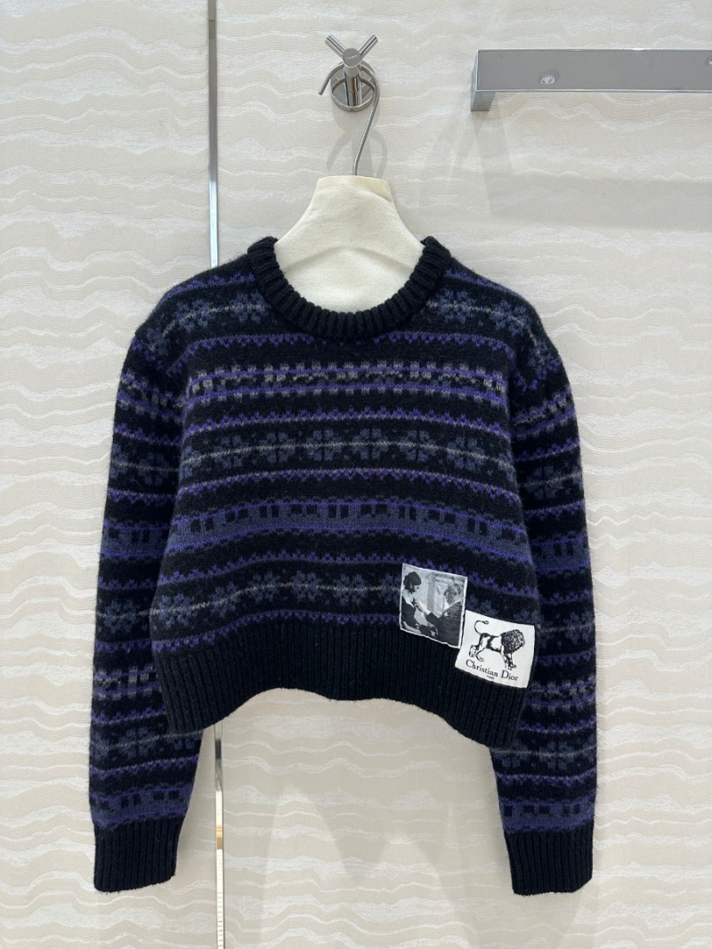 Dior MissDior Mystical Purple Fair Isle Pattern Wool Sweater