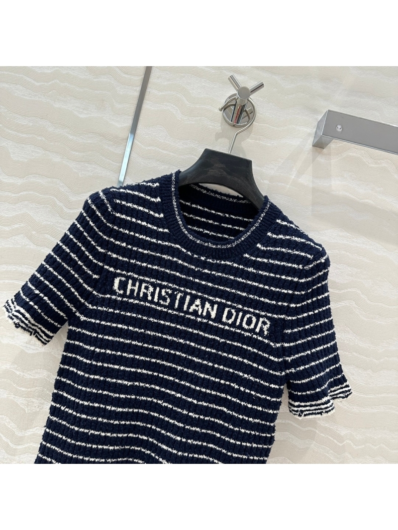 Dior Miss Dior Limited Edition Nautical Striped Knit Top - Navy and White