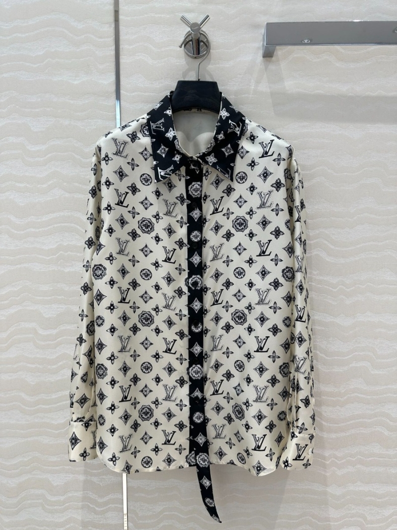 Louis Vuitton LV New Collection Classic MONOGRAM Print Silk Shirt in White