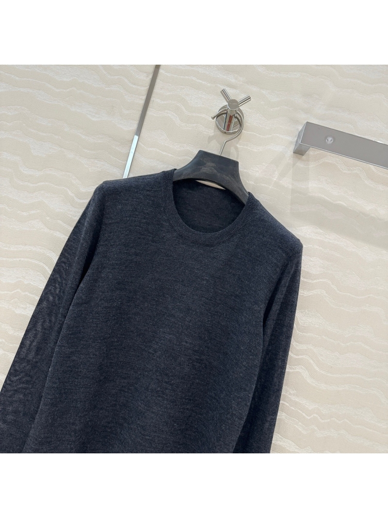 Saint Laurent YSL Slim-Fit Collection Ultra-Fine Wool Knit Top. Charcoal Grey