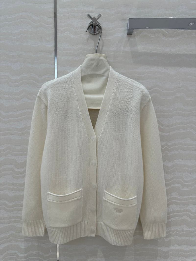 Fendi Vintage-Inspired White Cashmere Cardigan