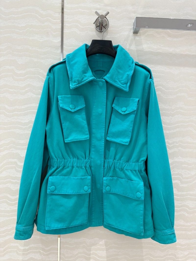 Prada 25S Collection Vintage-Inspired Utility Jacket Turquoise Blue