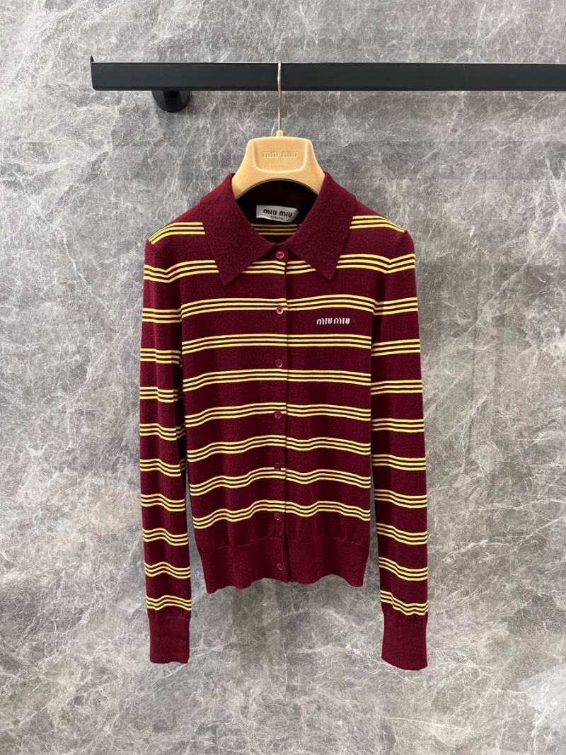 Miu Miu 25SS Early Spring Collection Striped Polo Knit Cardigan