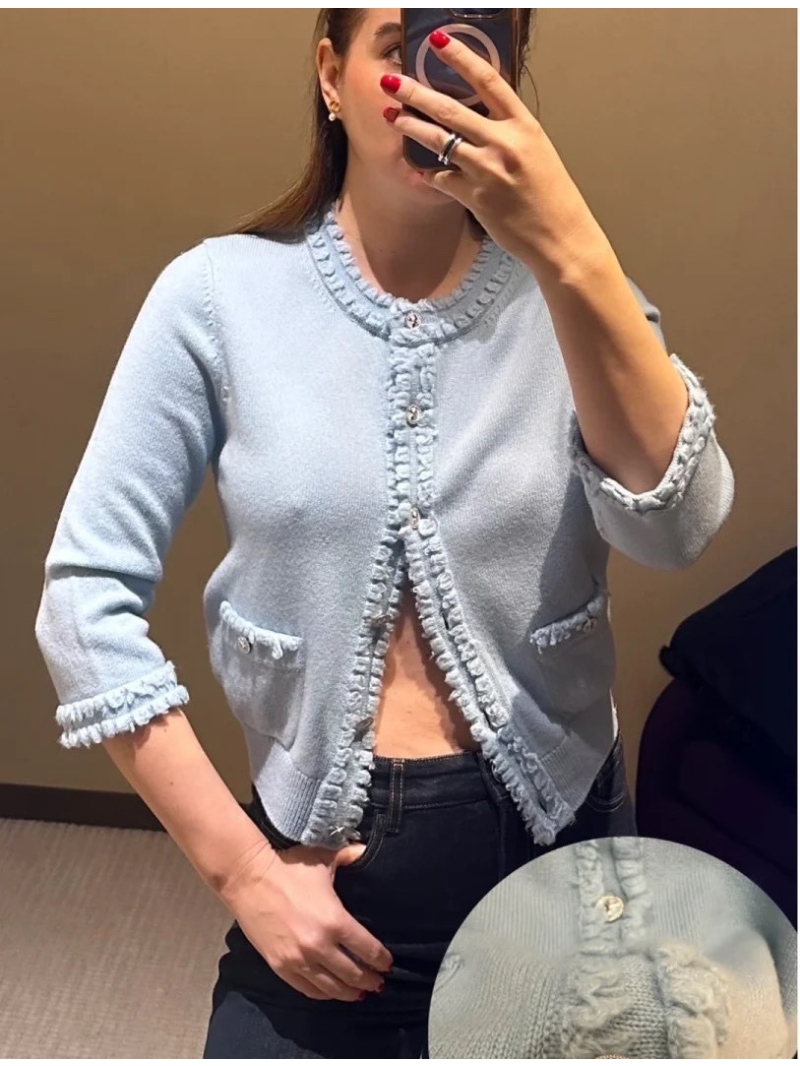 Chanel Coco Classic Fringed Cardigan in Blue