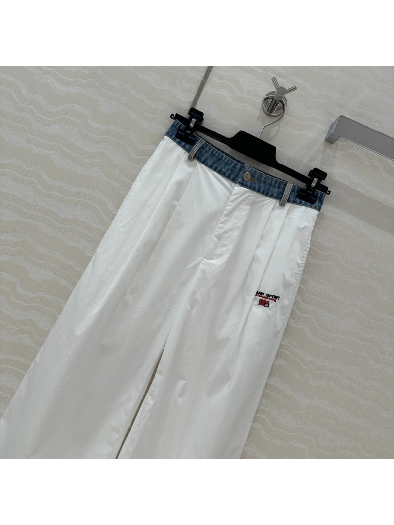 Alexander Wang Denim Fusion Sleek Wide-Leg Pants in White