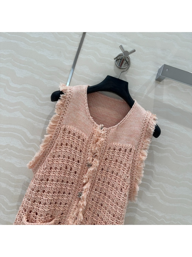 Chanel Coco Stunning Fairy Vest Sleeveless Cardigan in Soft Peach