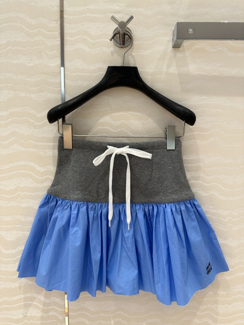 Miu Miu College Style Chic Pleated Skirt Grey-Blue