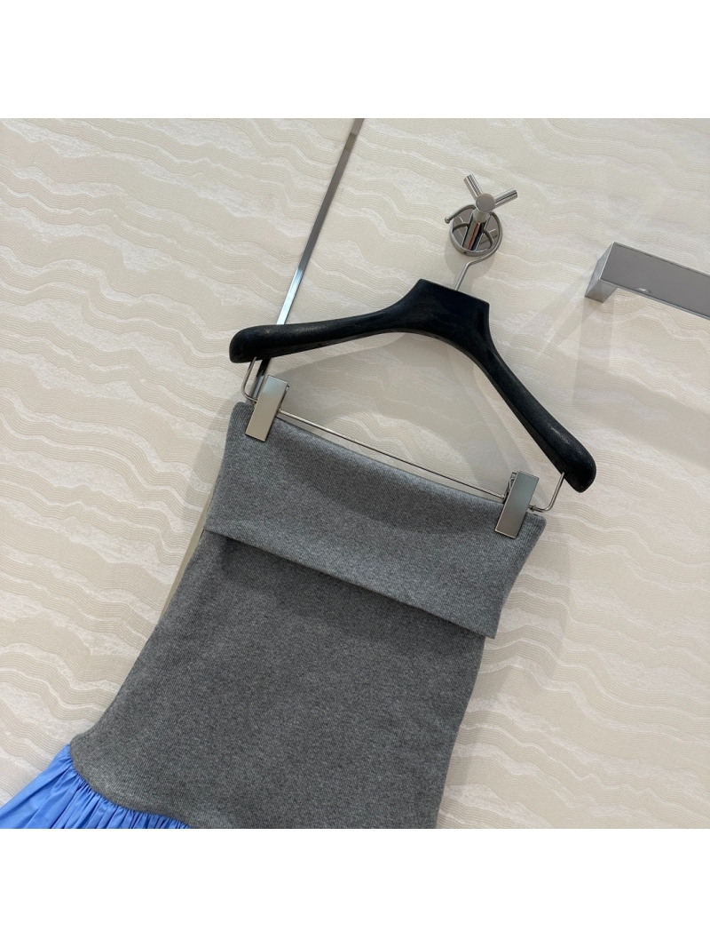 Miu Miu College Style Chic Bustier Dress Grey-Blue