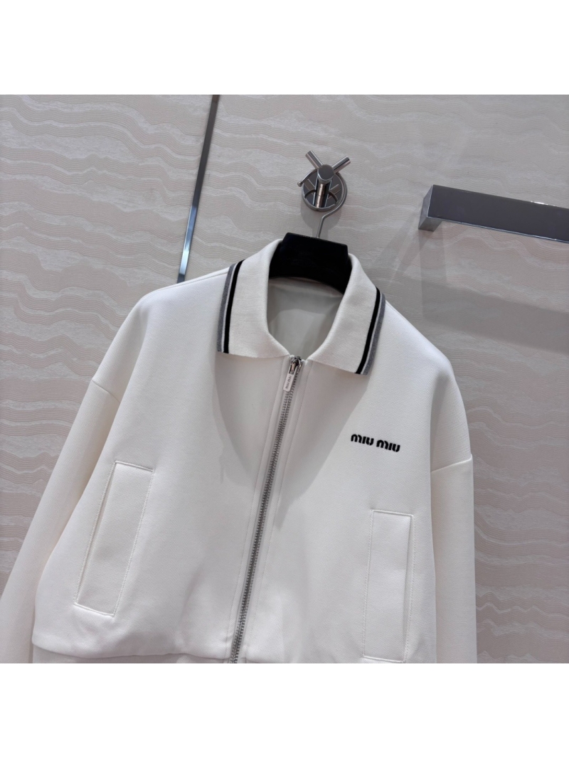 Miu Miu Retro Sweet Cropped Zip-Up Jacket White
