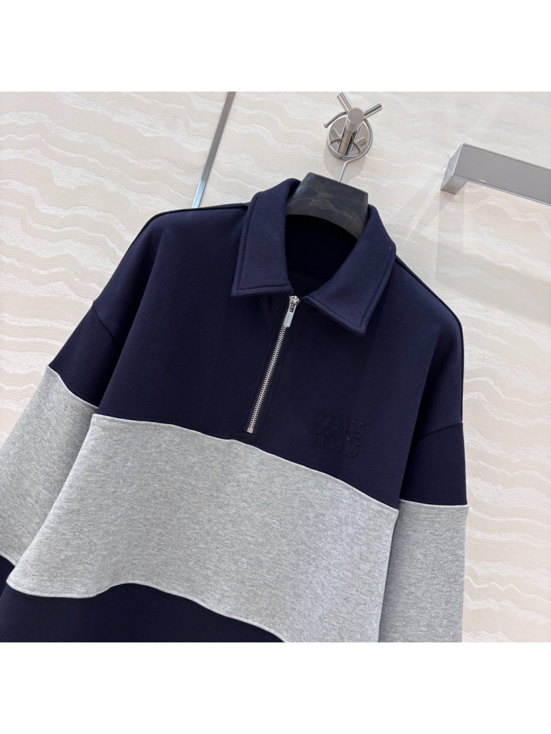 Miu Miu Retro Oversized Colorblock Sweatshirt Navy-Grey