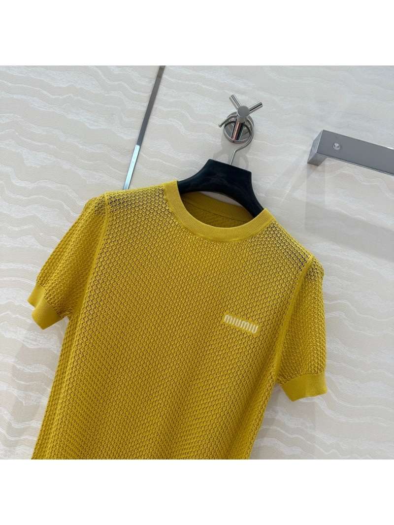 Miu Miu Sweet Breeze Knit Mesh Top Sunny Kiwi