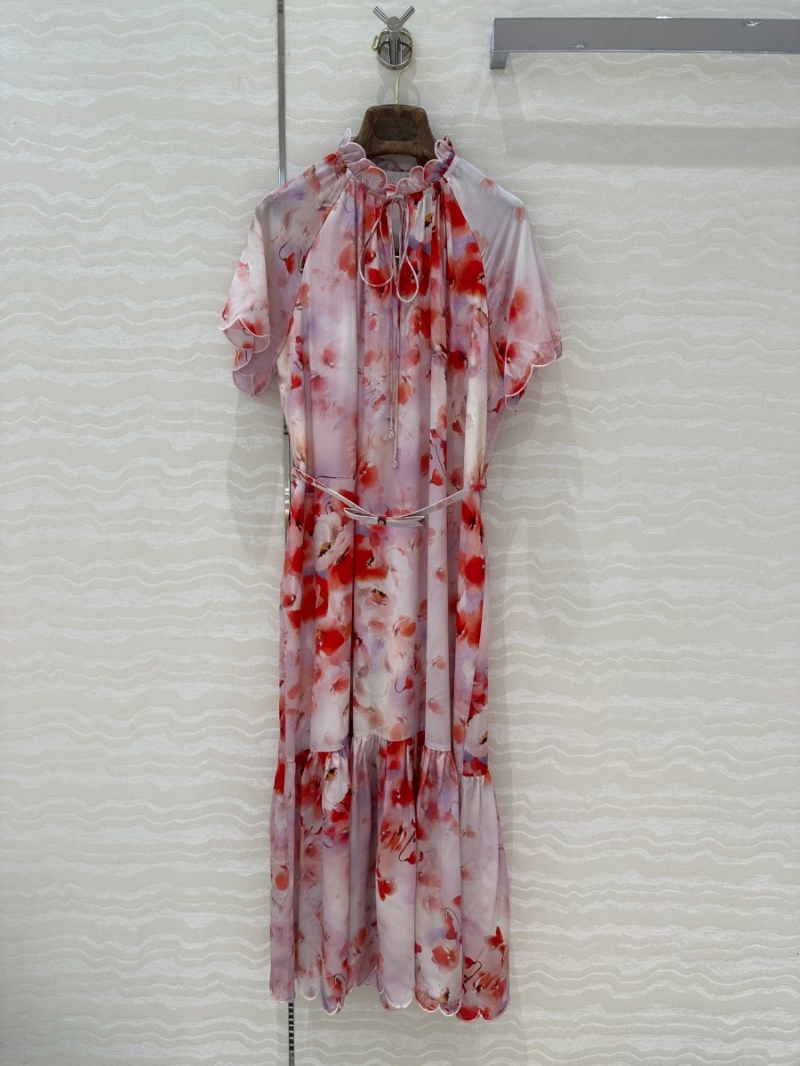 Zimmermann Romantic Elegance Floral Silk Dress in Scarlet Hues