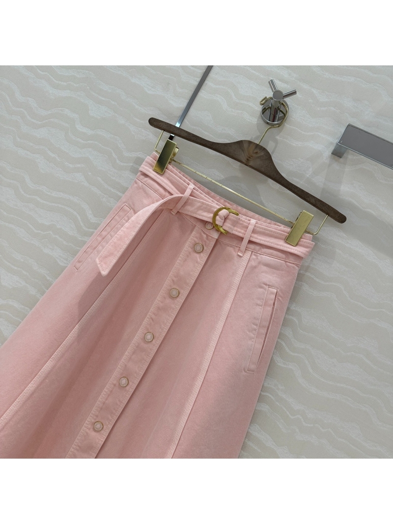 Zimmermann Timeless Elegance A-Line Skirt in Solid Color. Pink
