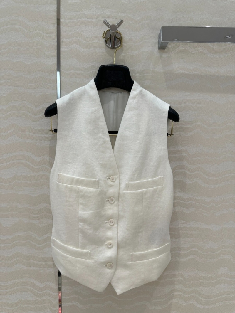 Ralph Lauren Purple Label Sophisticated Linen Vest in White