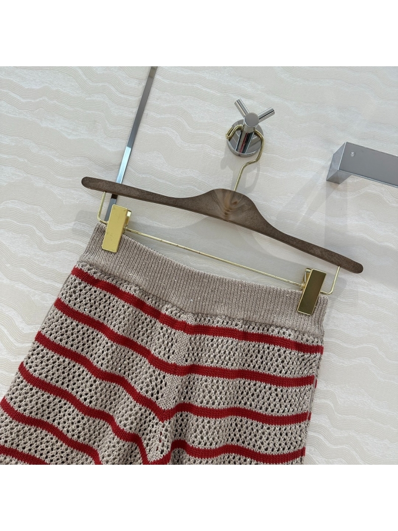 Brunello Cucinelli Italian Aesthetic Striped Luxury Shorts Red