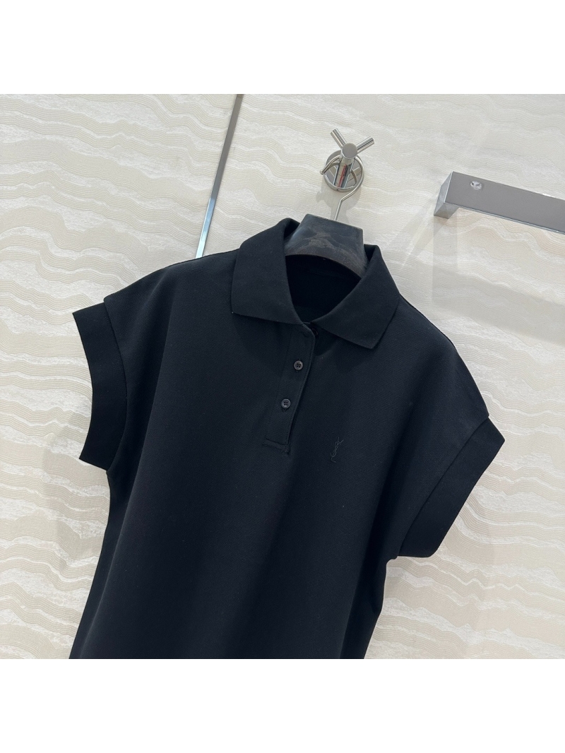 YSL Saint Laurent SLP Chic Polo T-Shirt Black