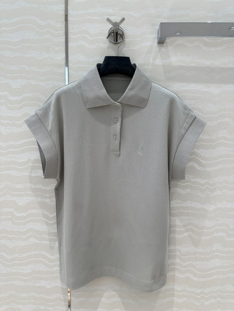 YSL Saint Laurent SLP Chic Polo T-Shirt Grey