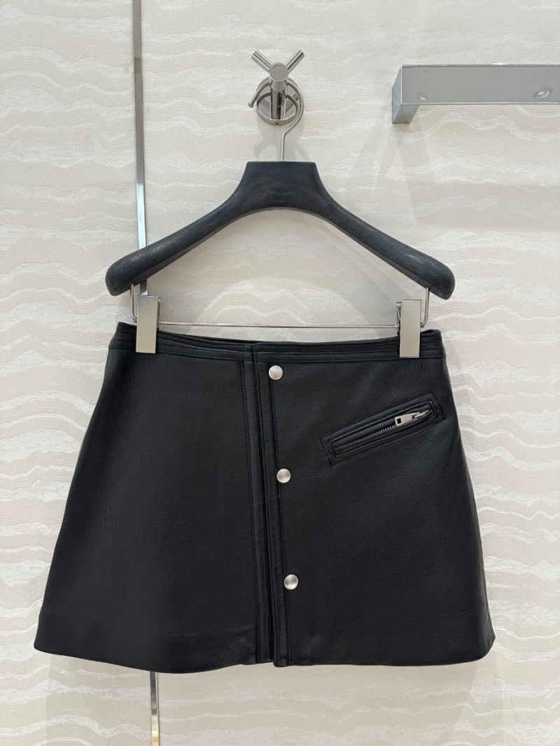 Prada Motorcycle Classic Leather Skirt Black