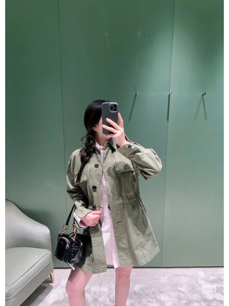 Prada Spring/Summer 25 Utility Trench Jacket Olive Green
