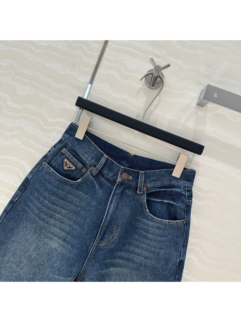 Prada Urban Edge Stylish Denim Shorts Vintage Wash. Blue Denim