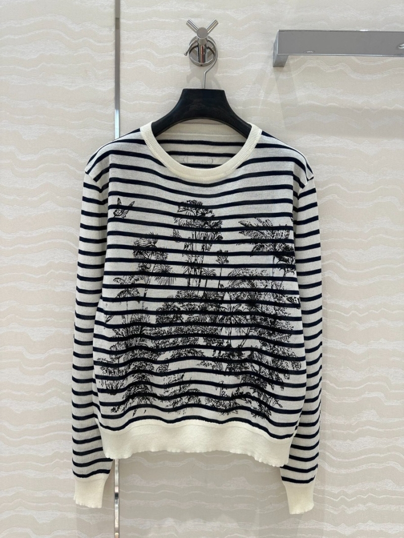 Dior MissDior Elegant Striped Island Print Knit Top