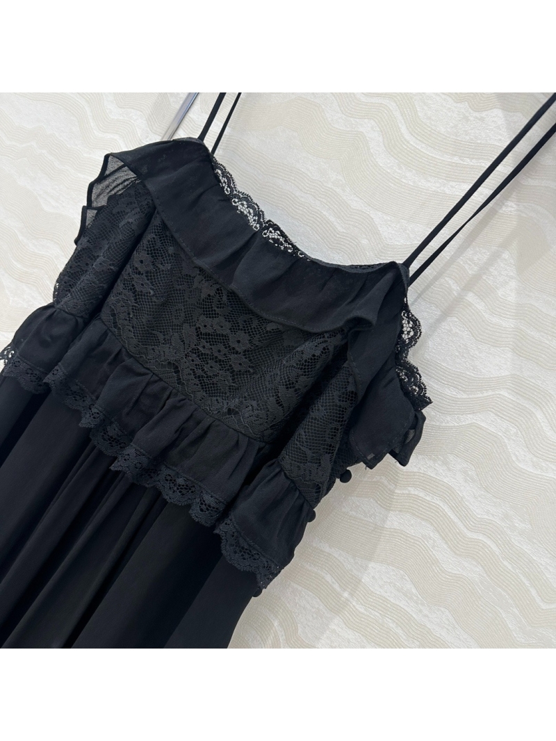 Chloe South France Vacation Elegant Strap Dress Black